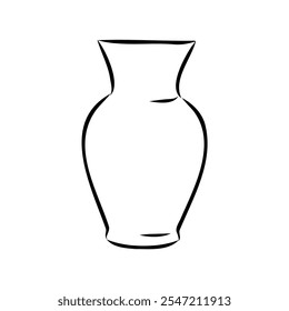 Hand drawn vase in sketch style for engraving isolated on white background