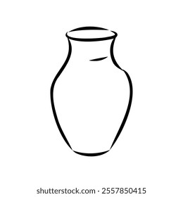 Hand drawn vase in sketch style for engraving isolated on white background. Vintage vase vector illustration. Line art empty clay pot. Object of pottery art in retro style. Vector