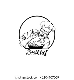 Hand drawn vecor illustration of chef cook