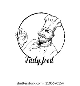 Hand drawn vecor illustration of chef cook