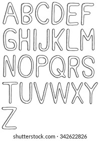 Hand drawn vector abc, font, 3D, alphabet 