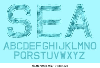 Hand drawn vector abc, font, 3D, alphabet