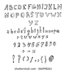 Hand drawn vector abc, font,  alphabet for your design.
