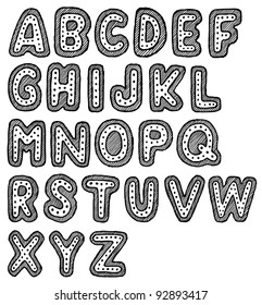 Hand drawn vector abc, font, alphabet