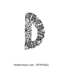 Hand drawn vector ABC letter. Flower design