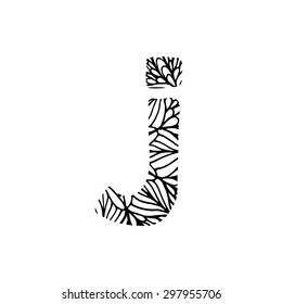 Hand drawn vector ABC letter. Flower design