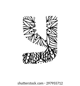Hand drawn vector ABC letter. Flower design