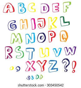 Hand drawn vector ABC letters in colors