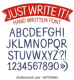 Hand drawn vector ABC letters and figures. Versatile doodle font for your design.