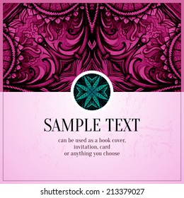 Hand drawn vector abstract background. Decorative retro banner. Card or invitation. Vintage decorative elements. Floral ornament. Islam, arabic, indian, ottoman motifs.