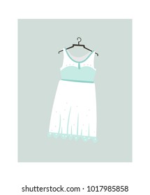 Hand drawn vector abstract cartoon illustrations icon with wedding dress isolated on white background.