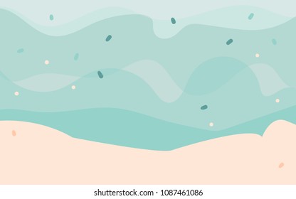 Hand drawn vector abstract cartoon graphic summer time underwater ocean bottom illustrations background with copy space with place for your design or text in blue colors.