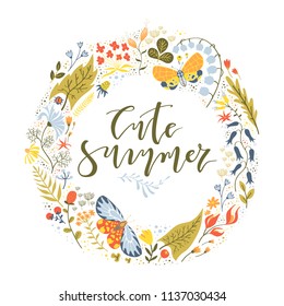 Hand drawn vector abstract cartoon graphic card.Cute illustration