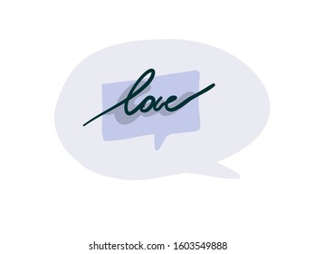 Hand drawn vector abstract cartoon modern graphic speech bubble love illustration art isolated on white background