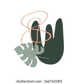 Handgezeichnete Vektorillustration abstrakte Cartoon Sommerpflanze. Schöne Illustration mit abstrakten Formen, geometrischen Figuren, 
Monsterplatte
