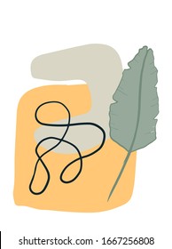 Hand drawn vector abstract cartoon summer plant. Fun illustration  with abstract shapes, geometric figures, 
 sheet, line.