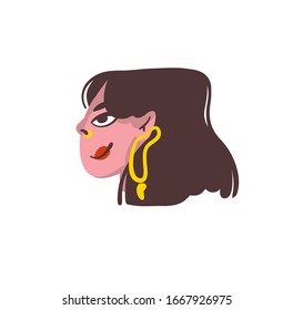 Hand drawn vector abstract cartoon modern graphic girl character illustration art isolated on white backgroun