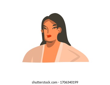 Dibujo gráfico gráfico de vector dibujado a mano con triste cara femenina hermosa y triste aislada en fondo blanco