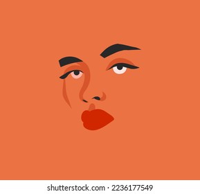 Hand drawn vector abstract cartoon ,graphic woman face emotion illustration concept design. Female face character modern. Abstract beauty female face design. Woman face psychology conceptual design.