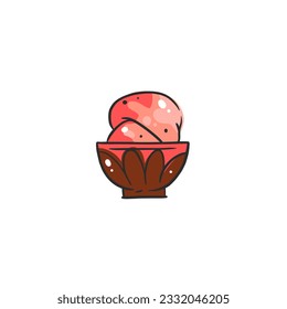 Hand drawn vector abstract cartoon ice creram glass cup ,sundae line art illustration .Ice cream dessert vector illustration design concept. Sweed food ,ice dessert cute doodle illustration isolated.