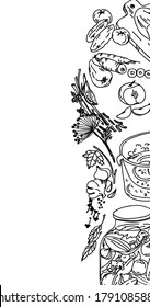 Hand drawn vector abstract cartoon.Cooking illustrations poster with preparing food.Cooking handwritten modern calligraphy isolated on white background.