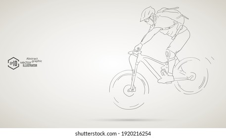 Hand drawn vector abstract cyclist.