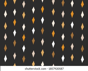 Hand drawn vector abstract flat stock graphic icon illustration sketch seamless pattern with simple collage shapes rhomb in autumn gold colors isolated on black background