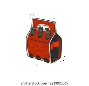 Hand drawn vector abstract flat stock modern graphic illustration of old retro vintage bottle soda drink,90 vintage print concept,retro vector design.80s,90s clipart design concept.Graphic sign.