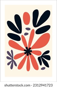 Antecedentes florales abstractos de vector dibujados a mano al estilo escandinavo. Escandinavia, estilo escandinavo.  Imagen de arte mural