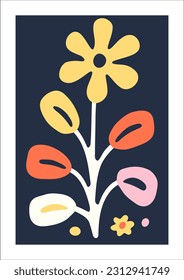 Hand drawn vector abstract floral illustration in scandinavian style. Wall Art Print