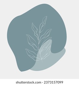 Handgezeichnete, abstrakte, florale botanische Illustration mit Blättern. Skandinavischer Stil.