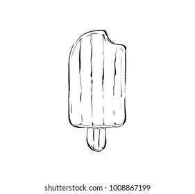 Hand drawn vector abstract graphic summer time ink drawing sketch of ice cream lolly swimming pool float isolated on white background.