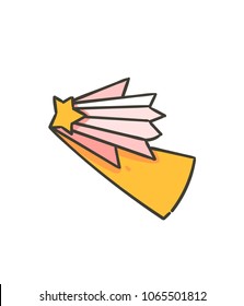 Hand drawn vector abstract graphic creative cartoon illustrations icon with simple galaxy space star comet isolated on white background.