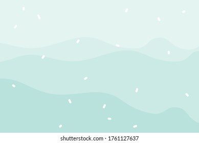 Hand drawn vector abstract graphic illustration with blue marine ocean waves sea underwater scene with Copy Space place isolated on background