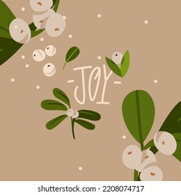 Gráfica abstracta de vector dibujada a mano Feliz Navidad y Feliz año nuevo ilustraciones de clipart tarjetas de felicitación con flores y hojas. Feliz Navidad lindo diseño de tarjeta floral.Arte de vacaciones de invierno.
