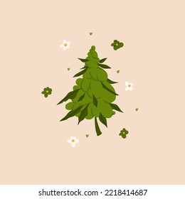 Handgezeichnete Vektorgrafik-Clipart-Illustration von Medical Marijuana, Rauchzubehör.Hanf Bud für rauchendes Unkraut.Cannabis und Unkrautlegalisierungskonzept.Trendy Vektorgrafik.