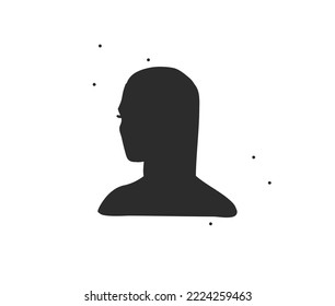 Hand drawn vector abstract graphic illustration art of beauty human head silhouette in simple style for branding,isolated. Feminine logo.Woman silhouette logo design concept art.Simple person icon.