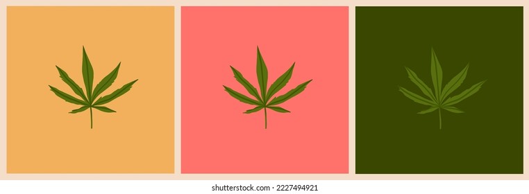 Dibujo a mano vectorial abstracto gráfico de clipart ilustración de marihuana médica, accesorios para fumar.Hoja de cáñamo para fumar hierba.Diseño de concepto de canabis y legalización de malezas.Ilustración vectorial de moda.