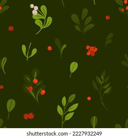 Handgezeichnete Vektorgrafik Fröhliche Weihnachten und Fröhliche neue Jahr Clipart Kunst Illustrationen Gruß Umhüllung nahtlos Muster mit Blumen und Blättern.Fröhlich Weihnachten süße Blumenhintergrund.