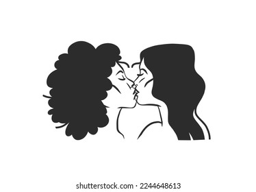 Hand drawn vector abstract graphic illustration Valentines day design,with drawing kissing couple line art,isolated.Love couple kissing couple together.Valentines day love beautiful design concept.