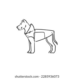 Colección de arte de línea gráfica abstracta con vector dibujado a mano con diversos personajes de perros de dibujos animados graciosos. Ilustración vectorial de divertidos dibujos animados de diferentes razas perros de estilo moderno y plano. Icono de perro de línea.