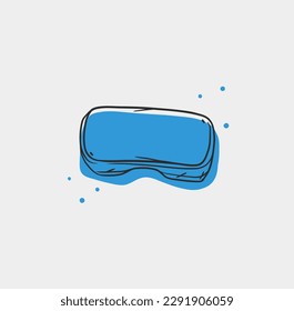 Hand drawn vector abstract graphic line art collection with virtual reality technology headset devise silhouette.Virtual reality gadget outline design line art illustration.Concept of virtual reality.