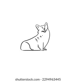 Handgezeichnete Vektorgrafik-Grafik-Line-Kollektion mit diversen, süßen, lustigen Cartoon-Hund-Charakter Husky-Rasse.Vektorgrafik von Cartoon-Hund unterschiedlicher Rasse im trendigen Flachstil. Line Hund Symbol.