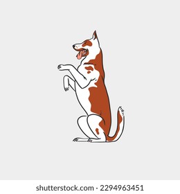 Hand drawn vector abstract graphic line art collection with diverse cute funny cartoon dogs characters.Vector illustration of funny cartoon different breeds dogs in trendy flat style. Line dog icon.