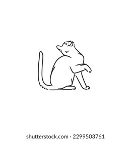 Hand drawn vector abstract graphic line art collection with adorable cute funny cartoon cat character.Vector illustration of funny cartoon outline cat in trendy line style. Drawing line art cat icon.