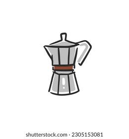 Dibujo a mano vectorial abstracto doodle gráfico simple línea minimalista colección de ilustraciones con café de elaboración, preparación de bebidas de café. Icono de dibujo de vector de café aislado.Concepto de diseño de taller de café.