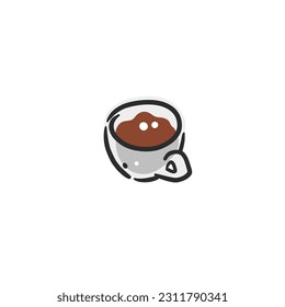 Hand drawn vector abstract graphic doodle simple minimalistic line illustrations collection with brewing coffee,preparing coffee drinks. Coffee vector drawing icon .Simple coffee mug design concept.