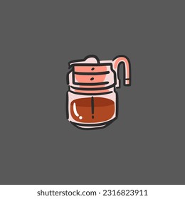 Hand drawn vector abstract graphic doodle simple minimalistic line illustrations with coffee brewing equipment ,preparing coffee drinks. Coffee vector drawing icon isolated.Coffee shop design concept.