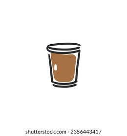 Hand drawn vector abstract graphic doodle minimalistic line illustrations collection with brewing coffee,preparing coffee drink. Coffee vector drawing icon.Simple coffee paper cup icon design concept.