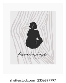 Hand drawn vector abstract graphic line art ,contemporary collection print with boho aesthetics female body graphic shapes.Fashion feminine concept design for wall decor,print,wallpaper,background.
